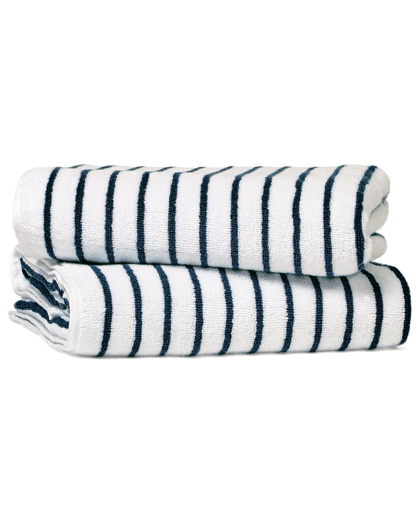 Home Collection Set Of 2 Cotton Cabana Stripe Beach/pool Towels In Yellow