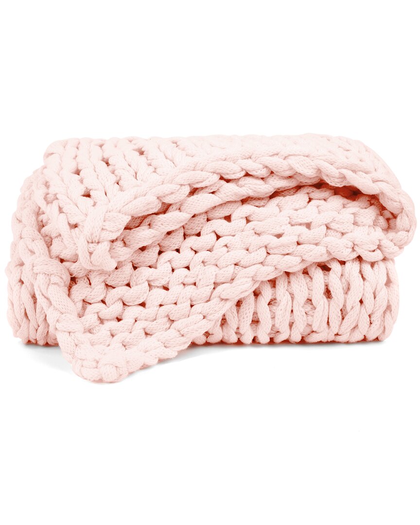 Home Collection Chunky Knit Throw Blanket In Blush