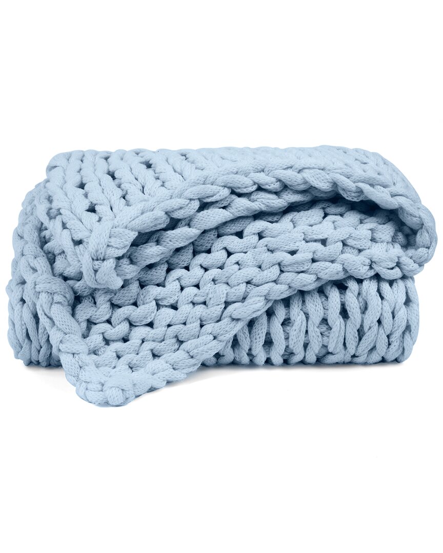 Home Collection Chunky Knit Throw Blanket In Blue