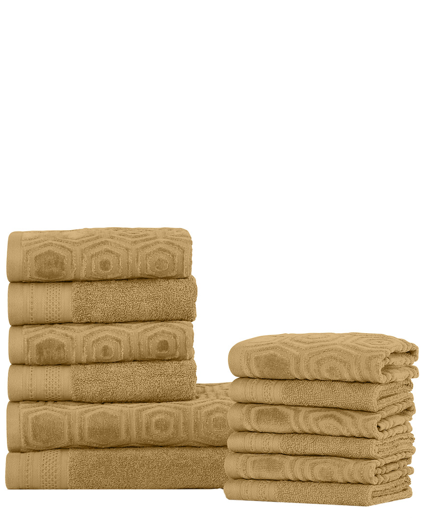 Superior Jacquard And Solid Absorbent 12pc Towel Set In Brown