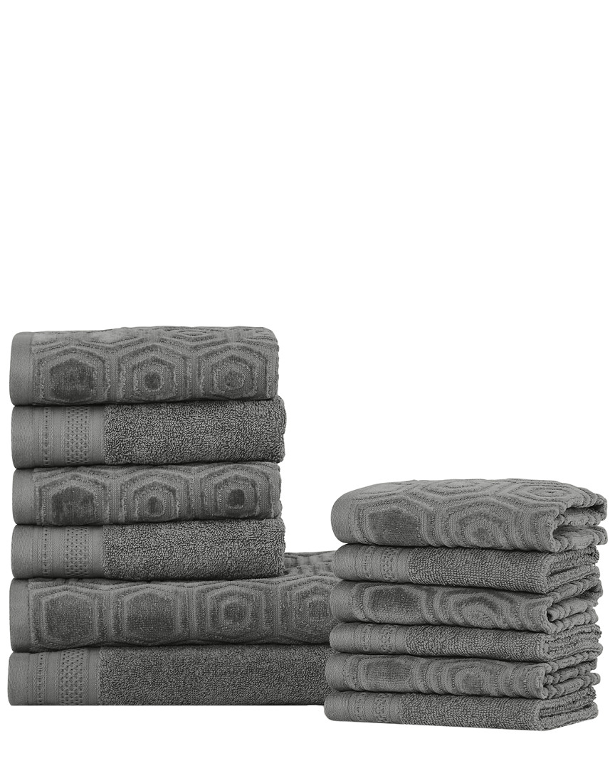 Superior 12pc Combed Cotton Towel Set In Gray