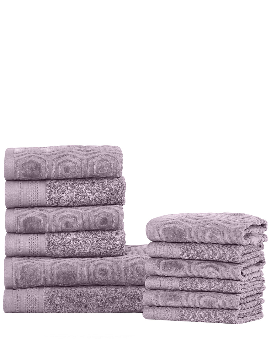 Superior 12pc Combed Cotton Towel Set In Purple