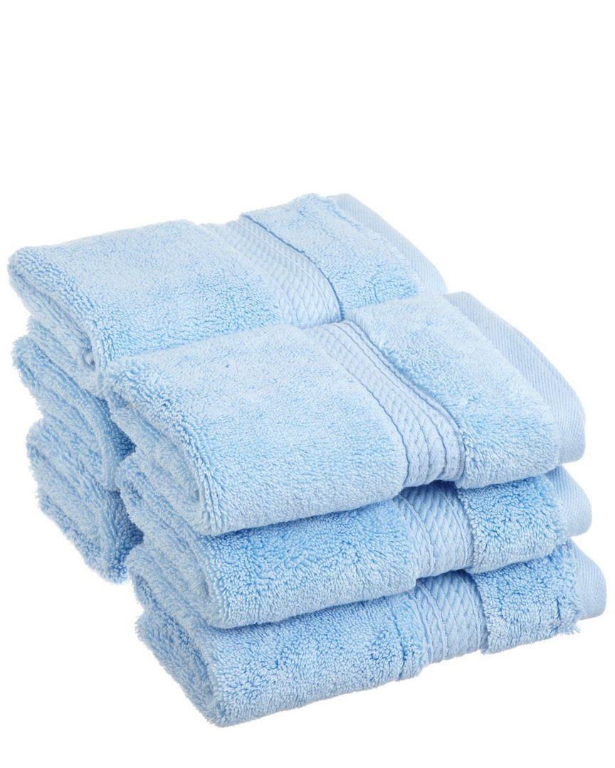 Superior 6pc Egyptian Cotton Washcloth Set In Blue
