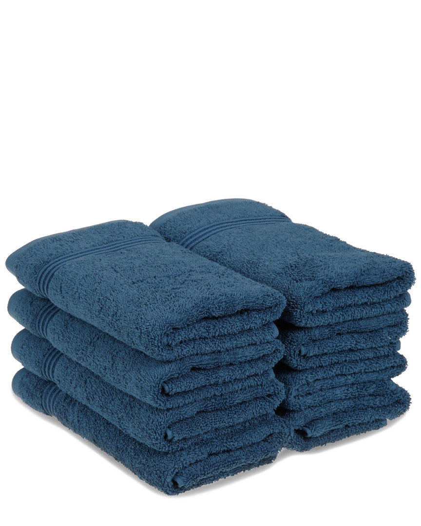 Superior 8pc Egyptian Cotton Hand Towel Set In Blue
