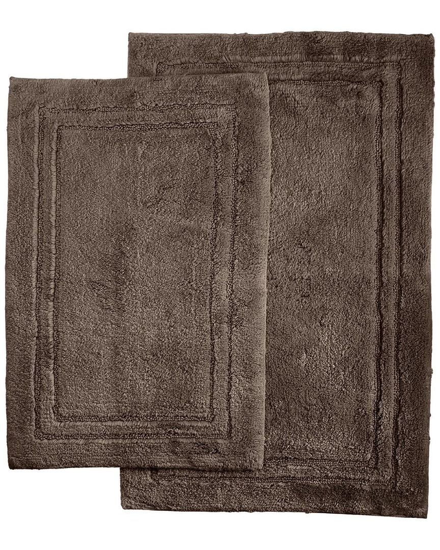 Superior Luxurious Set Of 2 Non-skid Cotton Bath Rugs In Brown
