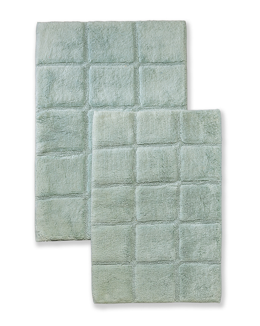 Superior Luxurious Set Of 2 Non-skid Cotton Bath Rugs In Green