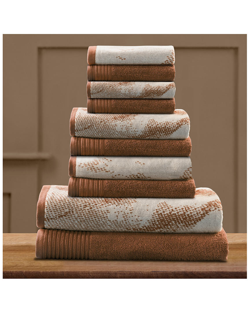 Superior Quick-drying Solid And Marble Effect 10pc Towel Set