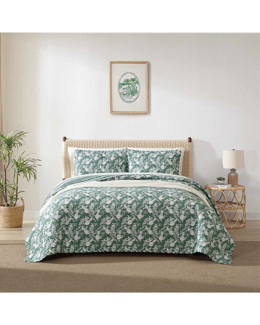 Tommy Bahama 136 Thread Count Pineapple Venture Cotton Reversible Quilt Set