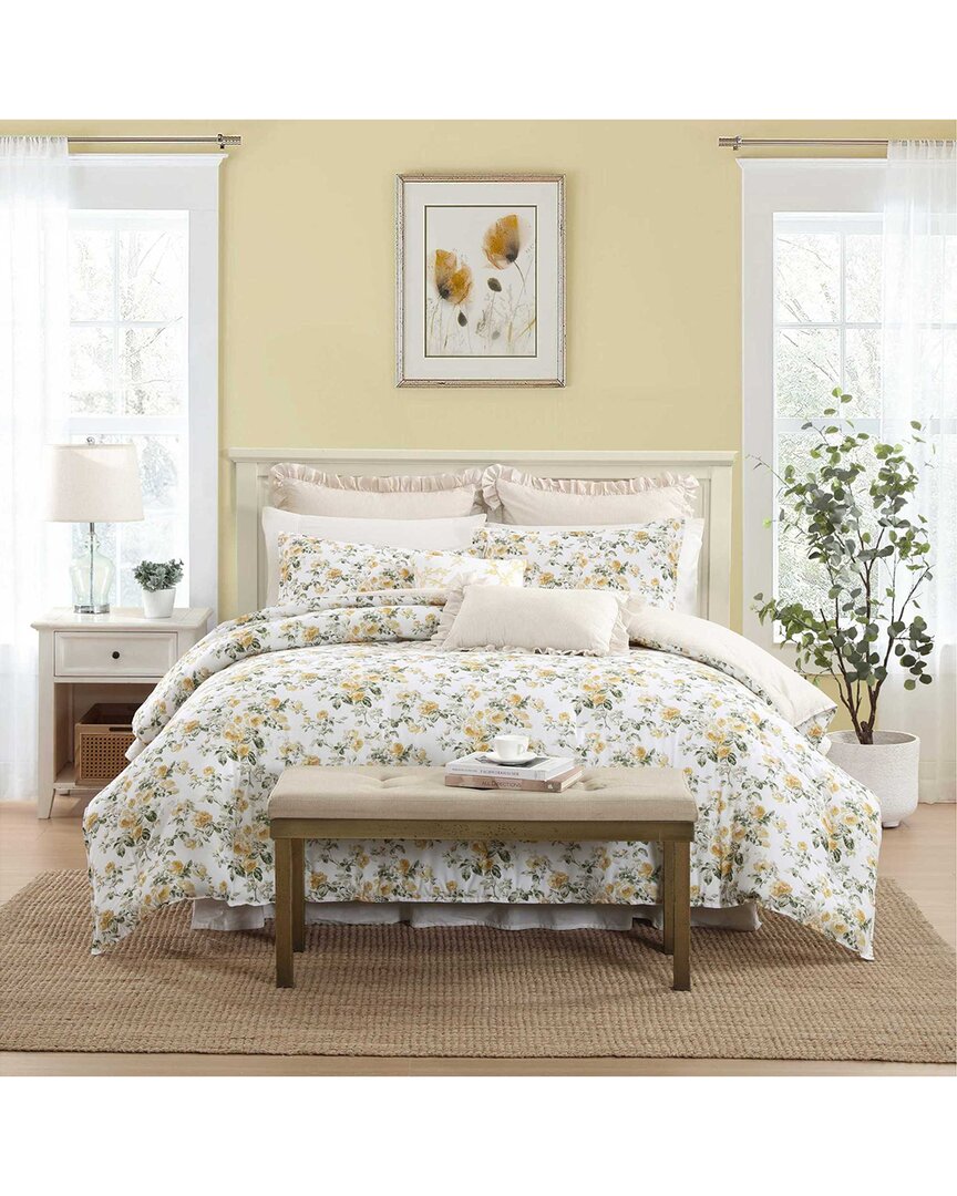 Laura Ashley 180 Thread Count Roses Cotton Comforter Bedding Set