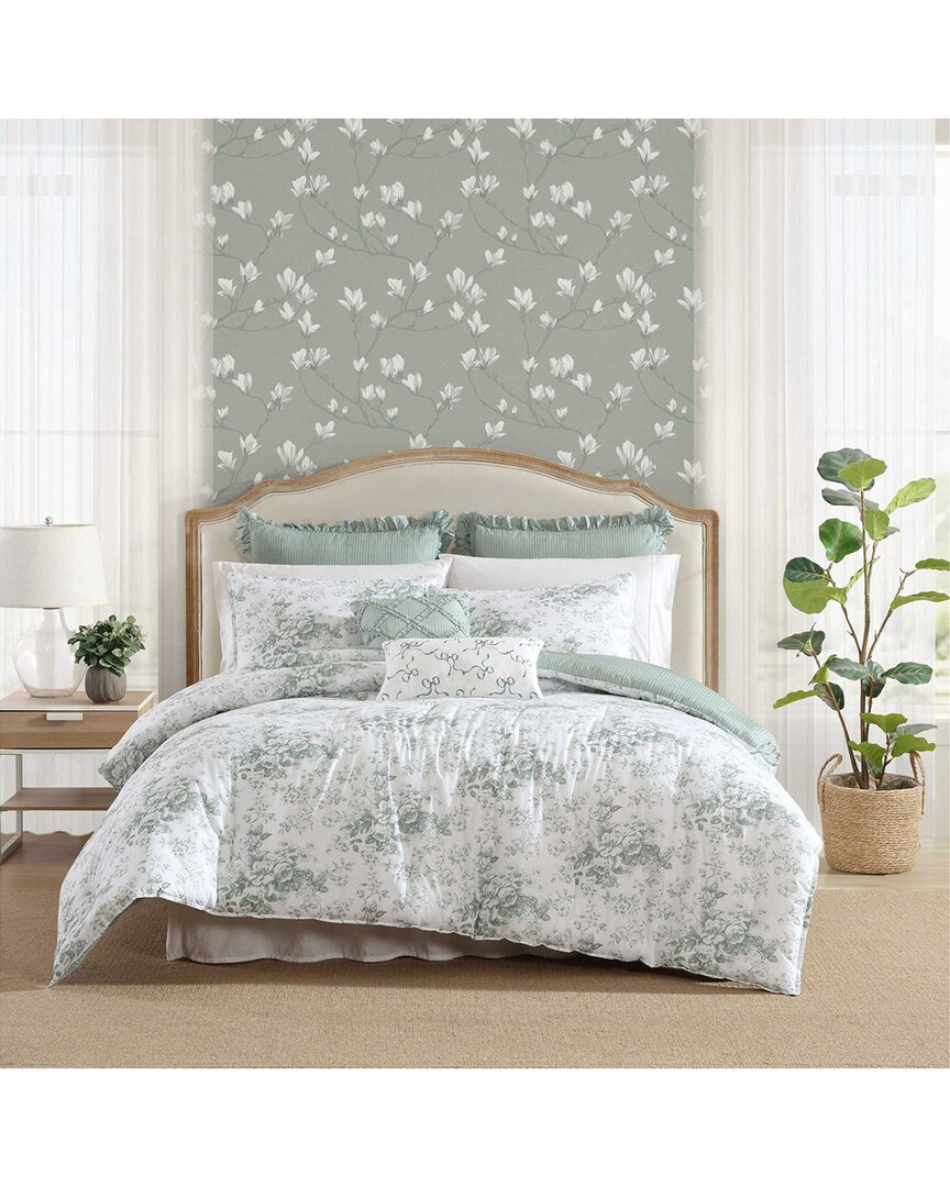 Laura Ashley 180 Thread Count Toile Delight Cotton Comforter Bedding Set