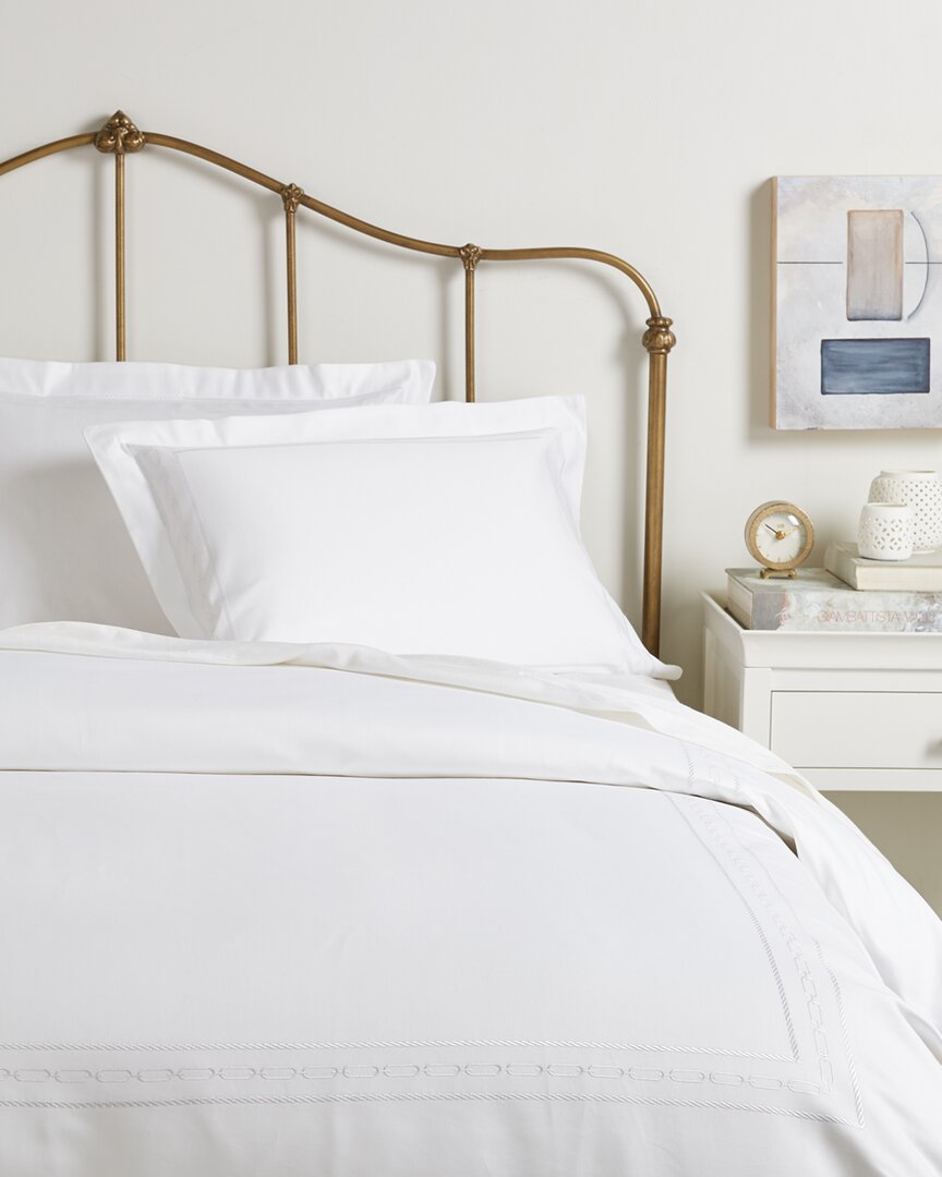 Superior Egyptian Cotton 1000 Thread Count Embroidered Duvet Cover Set In White