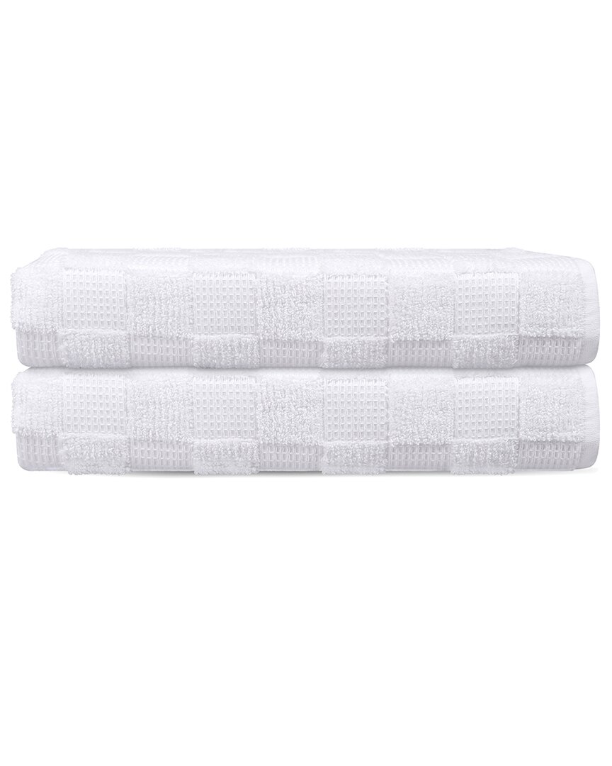 Depera Home Waffle Terry Set Of 2 Turkish Bath Towels In White