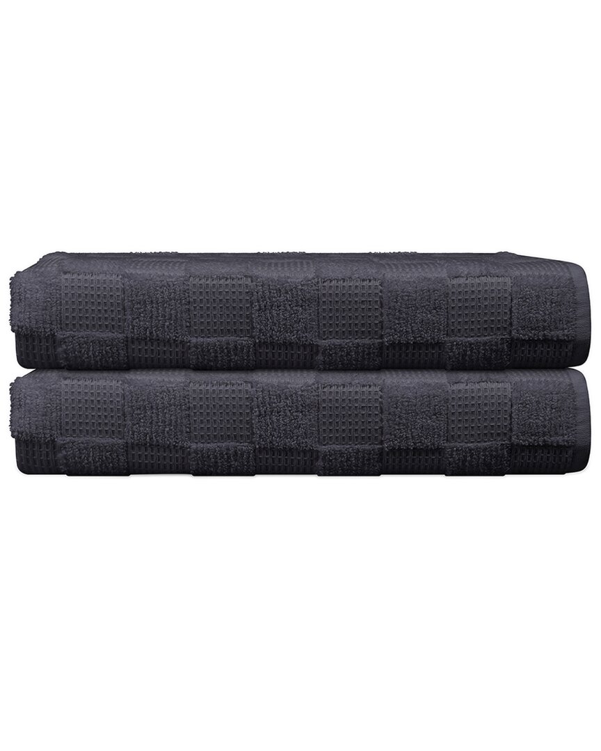 Depera Home Waffle Terry Set Of 2 Turkish Bath Towels In Grey