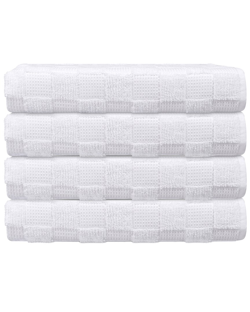 Depera Home Waffle Terry Set Of 4 Turkish Bath Towels In White