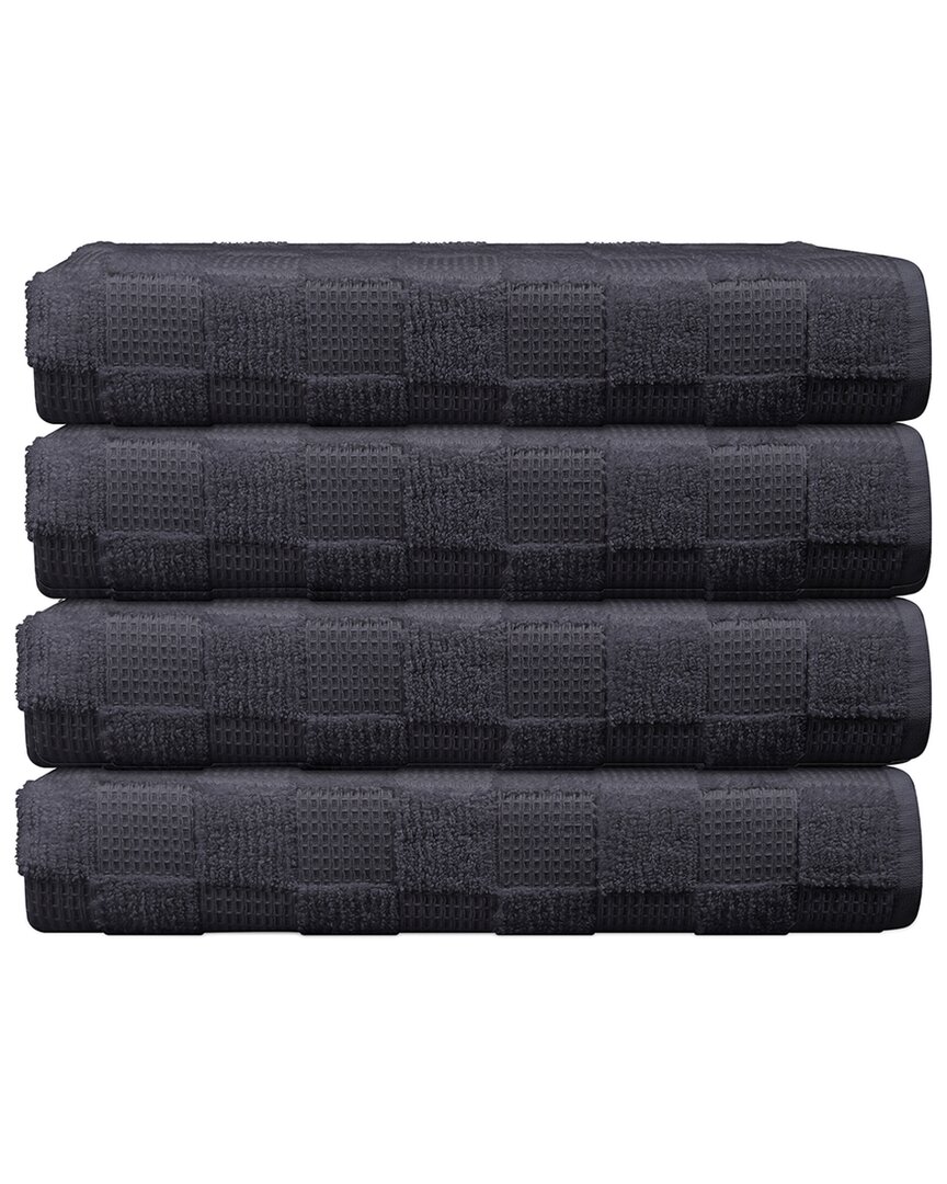 Depera Home Waffle Terry Set Of 4 Turkish Bath Towels In Grey
