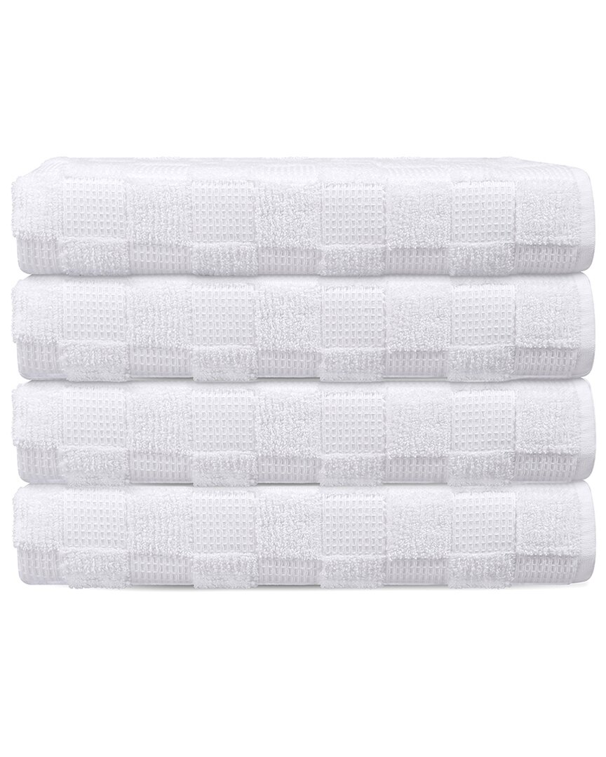 Depera Home Waffle Terry Set Of 4 Turkish Hand Towels In White