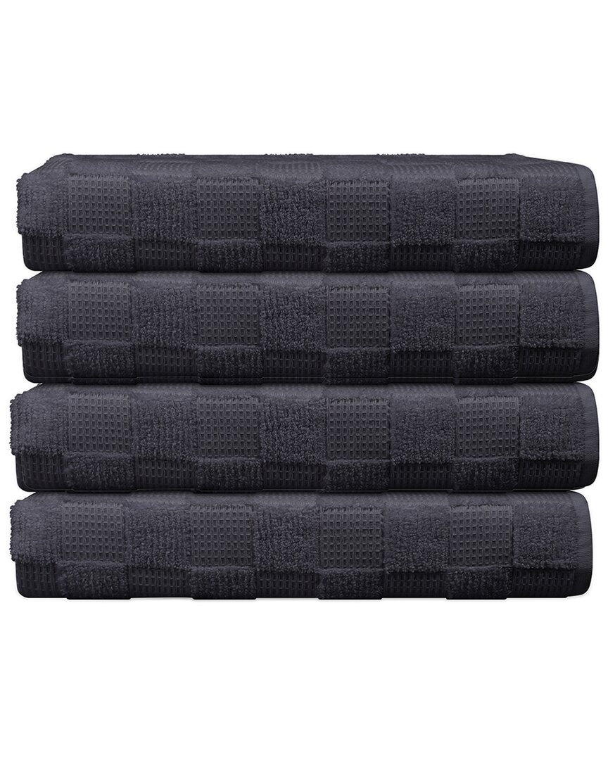 Depera Home Waffle Terry Set Of 4 Turkish Wash Towels In Grey