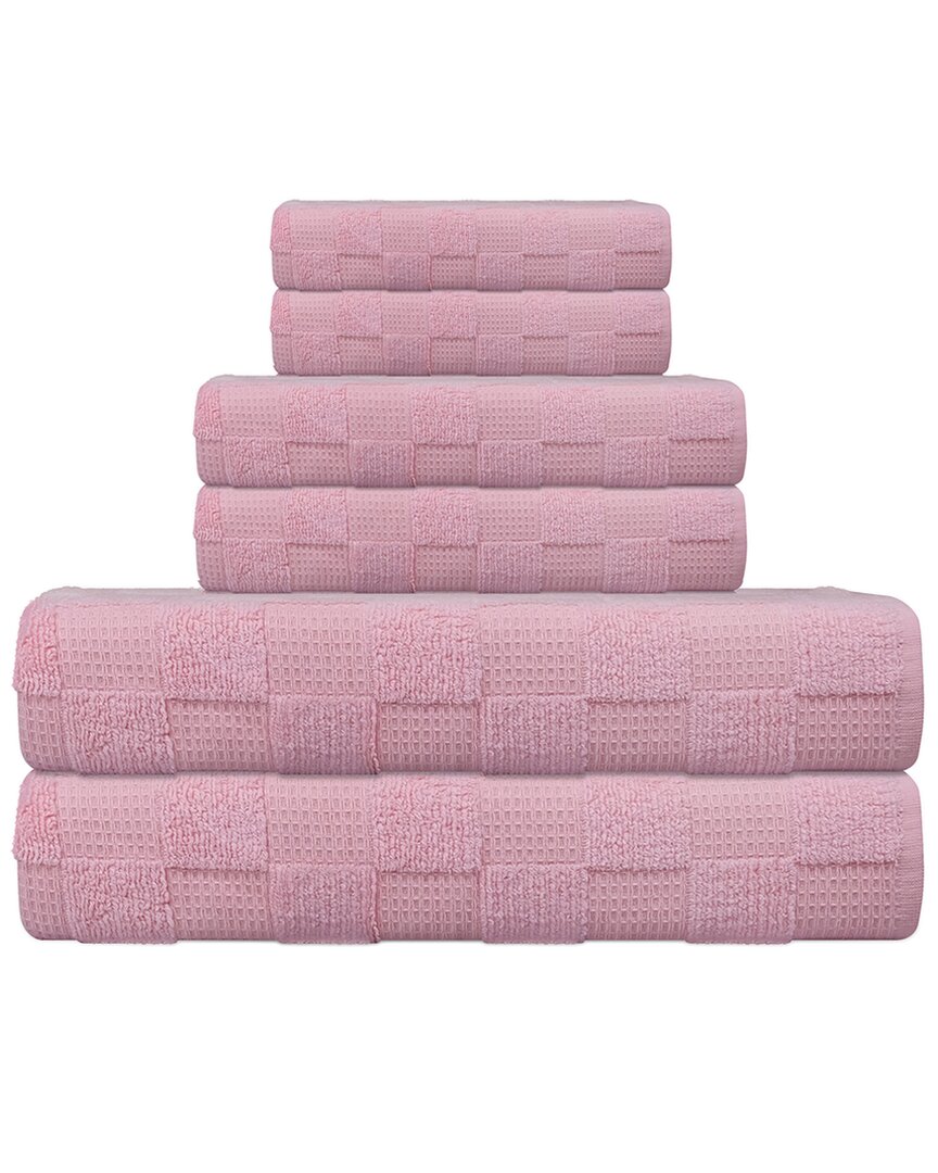 Depera Home Waffle Terry Set Of 6 Turkish Towels In Pink