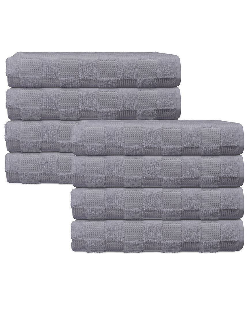 Depera Home Waffle Terry Set Of 8 Turkish Wash Towels In Silver