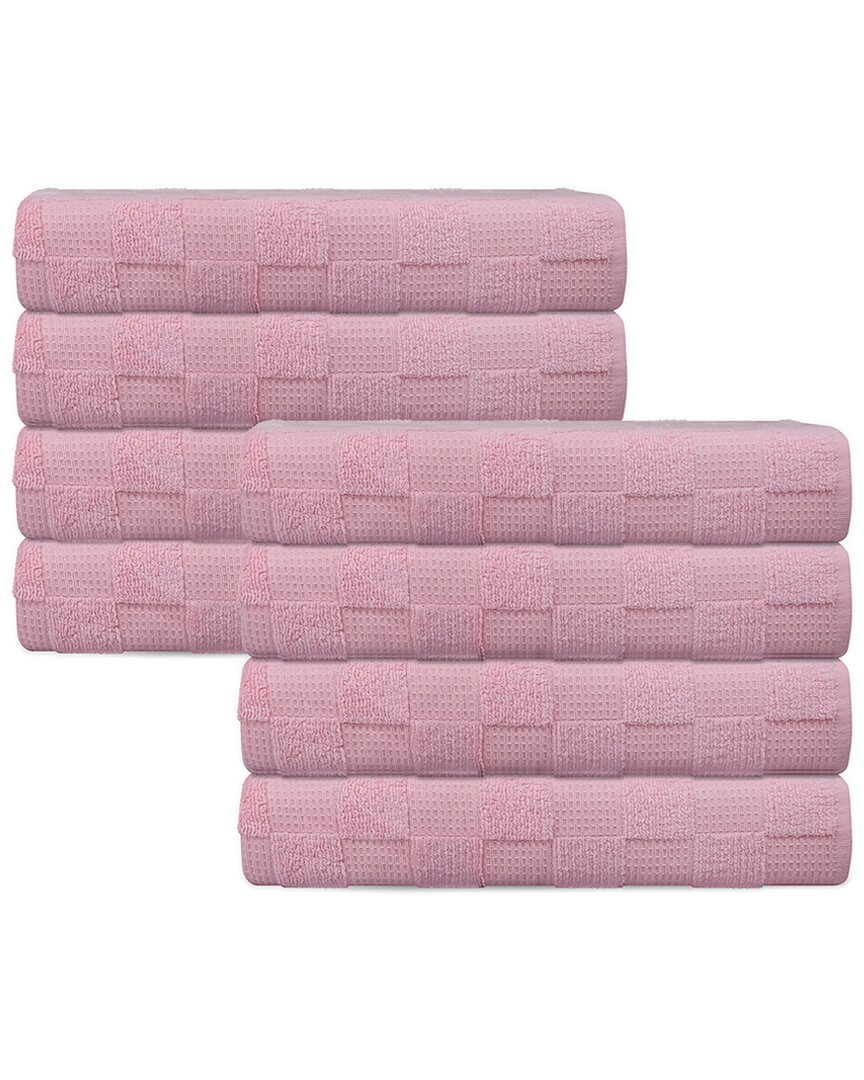 Depera Home Waffle Terry Set Of 8 Turkish Wash Towels In Pink