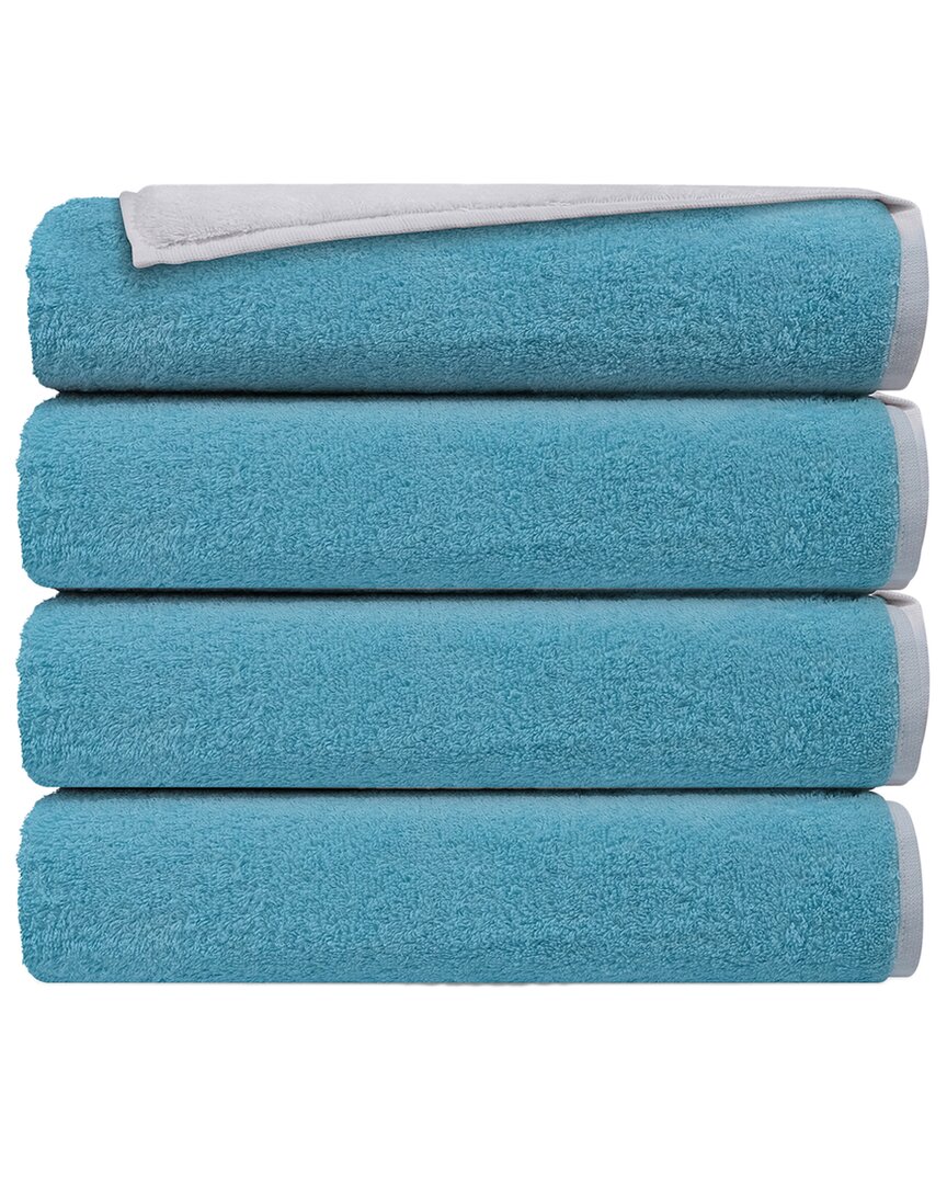 Depera Home Double Face Set Of 4 Turkish Bath Towels In White