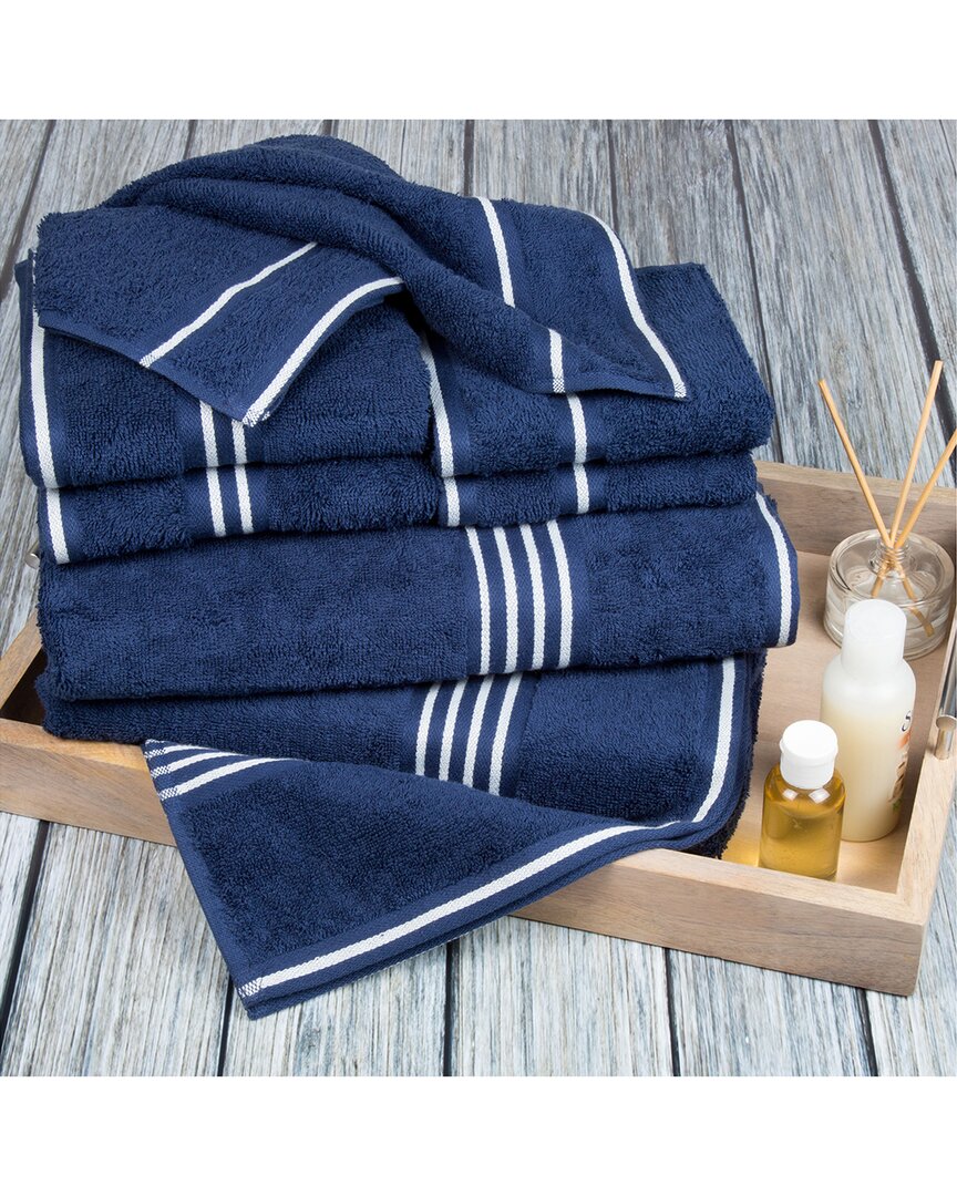 Lavish Home 8pc Cotton Towel Set In Navy