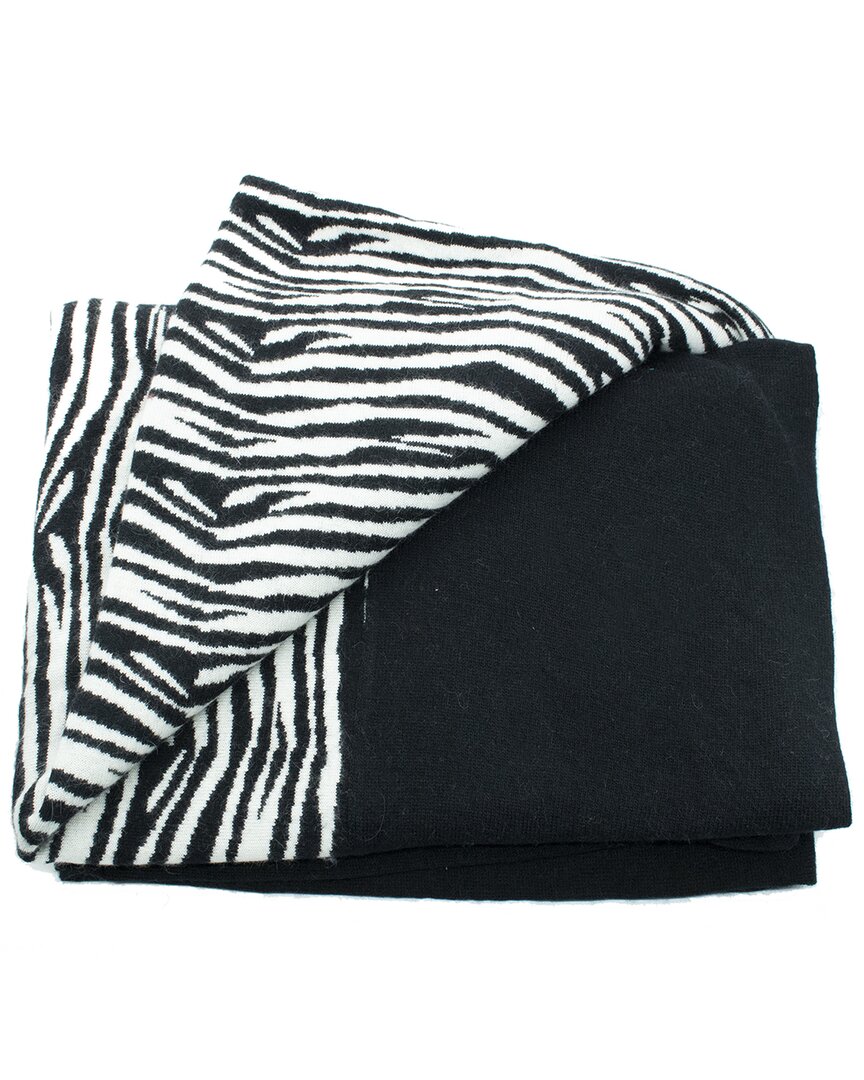 Portolano Bed Throw In Zebra Print Design With Solid Color Border All Around