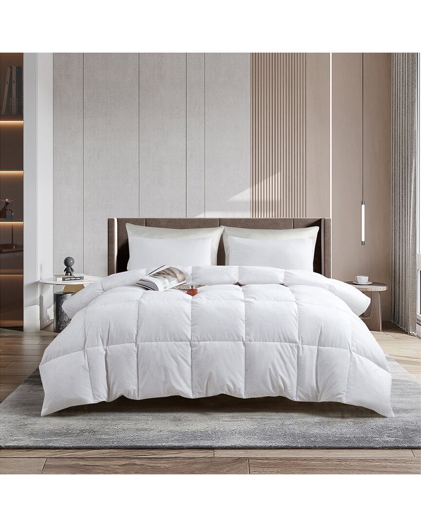 Serta Tencel/cotton Blend Feather And Down Comforter - All Seasons In White