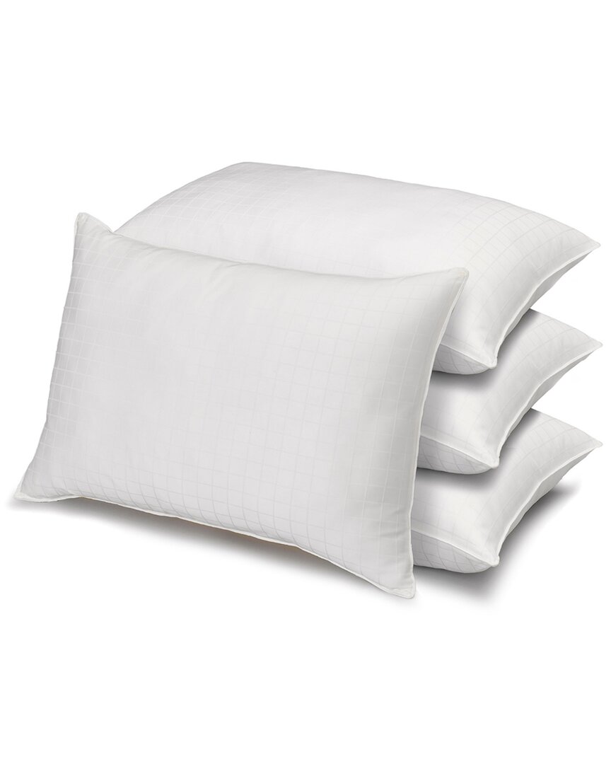 Shop Exquisite 100% Cotton Dobby-box Shell Firm Back/side Sleeper Down Alternative Pillow, Set Of 4 In White