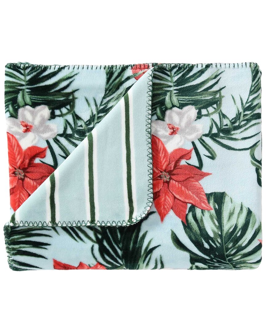 Tommy Bahama Festive Palms Coco Flannel Reversible Throw Blanket