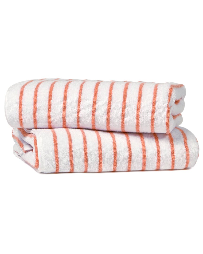 Home Collection Set Of 4 Cotton Cabana Stripe Beach/pool Towels In Gray