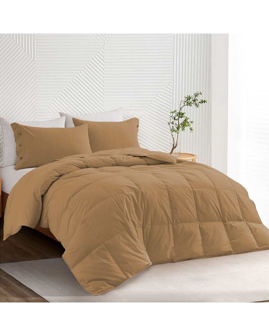 Unikome All-season Organic Cotton Down Comforter In Brown