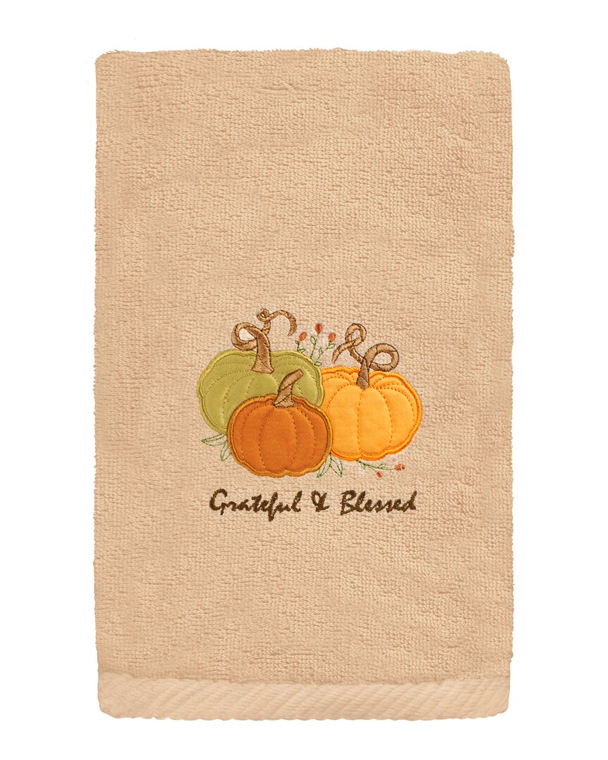 Linum Home Textiles Grateful & Blessed Turkish Cotton Hand Towel In Sand