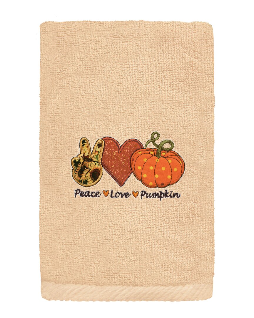 Linum Home Textiles Peace Love Pumpkin Turkish Cotton Hand Towel In Sand