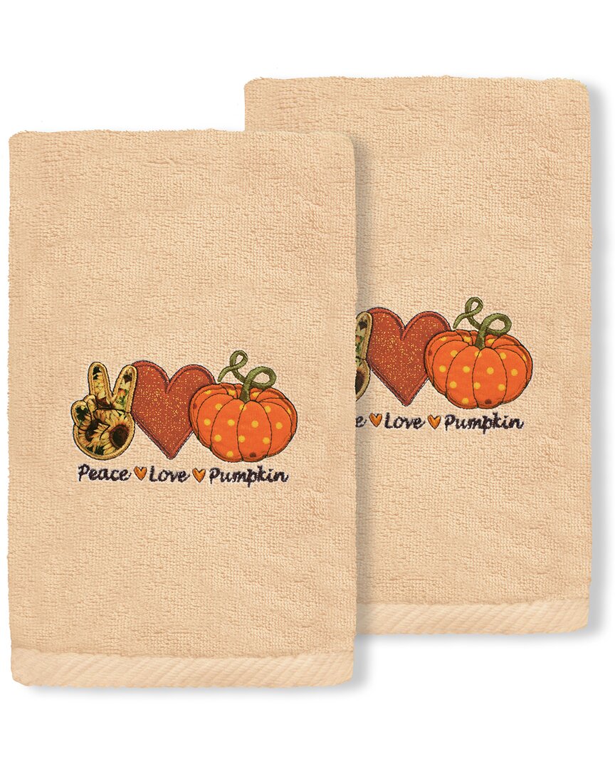 Linum Home Textiles Peace_love_pumpkin Turkish Cotton Hand Towel In Sand