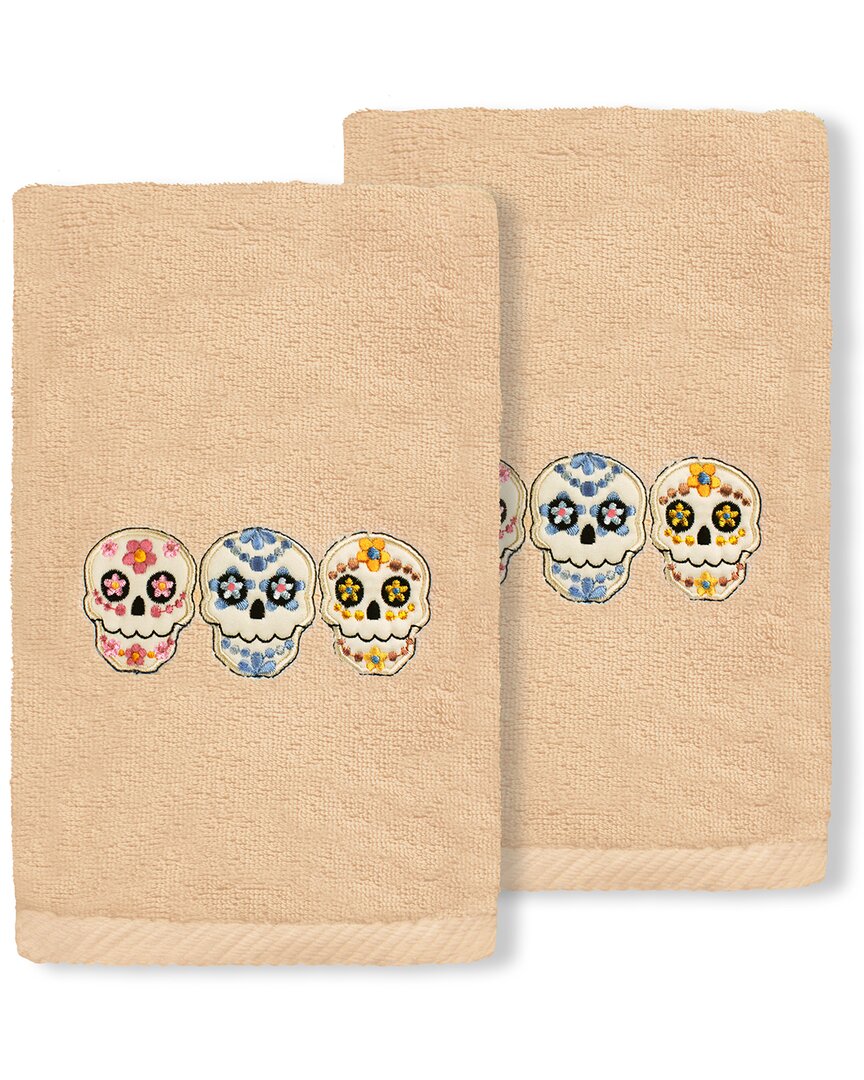 Linum Home Textiles Skulls Turkish Cotton Hand Towel In Sand