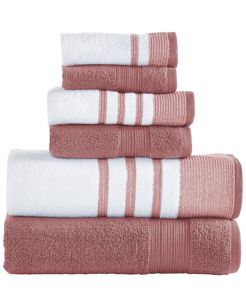 Modern Threads 6pc Quick Dry White/contrast Towel Set