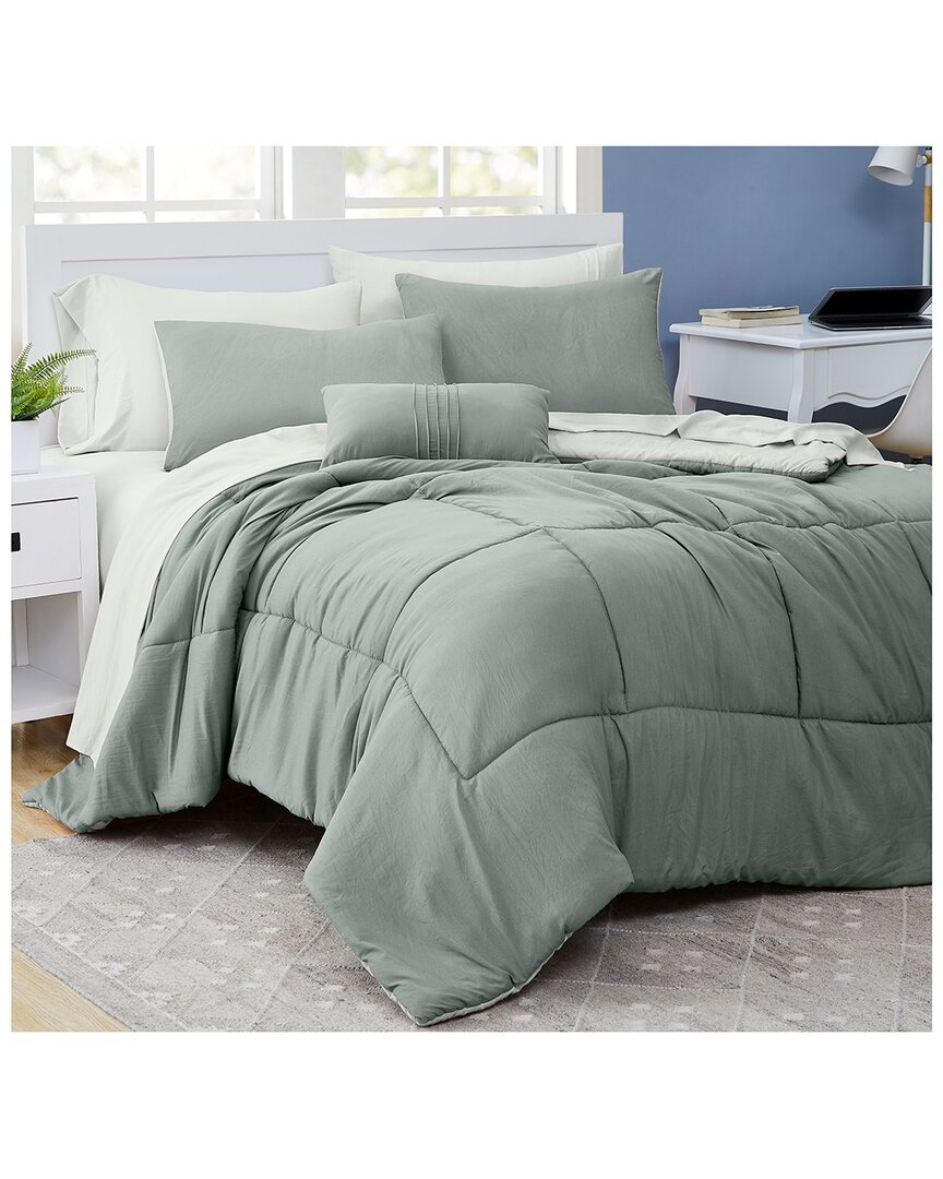Modern Threads 6pc Garment Washed Complete Bed Set In Sage