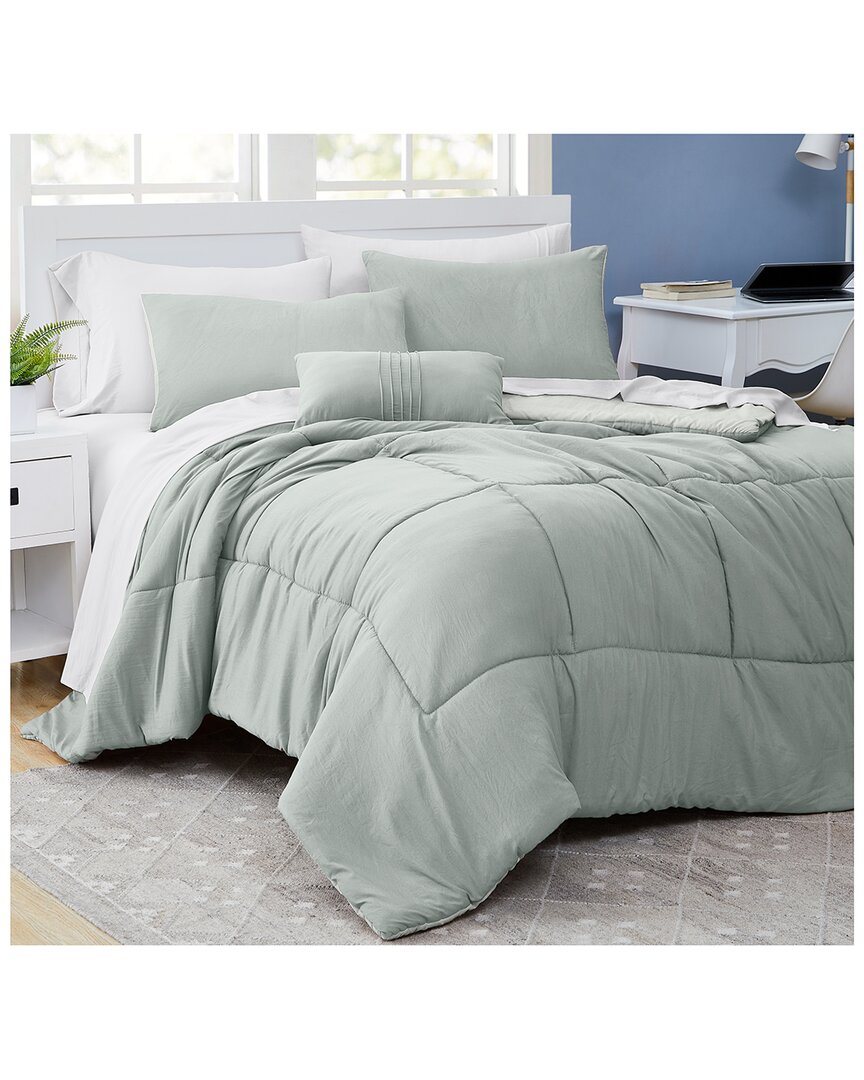 Modern Threads 6pc Garment Washed Complete Bed Set In Sage