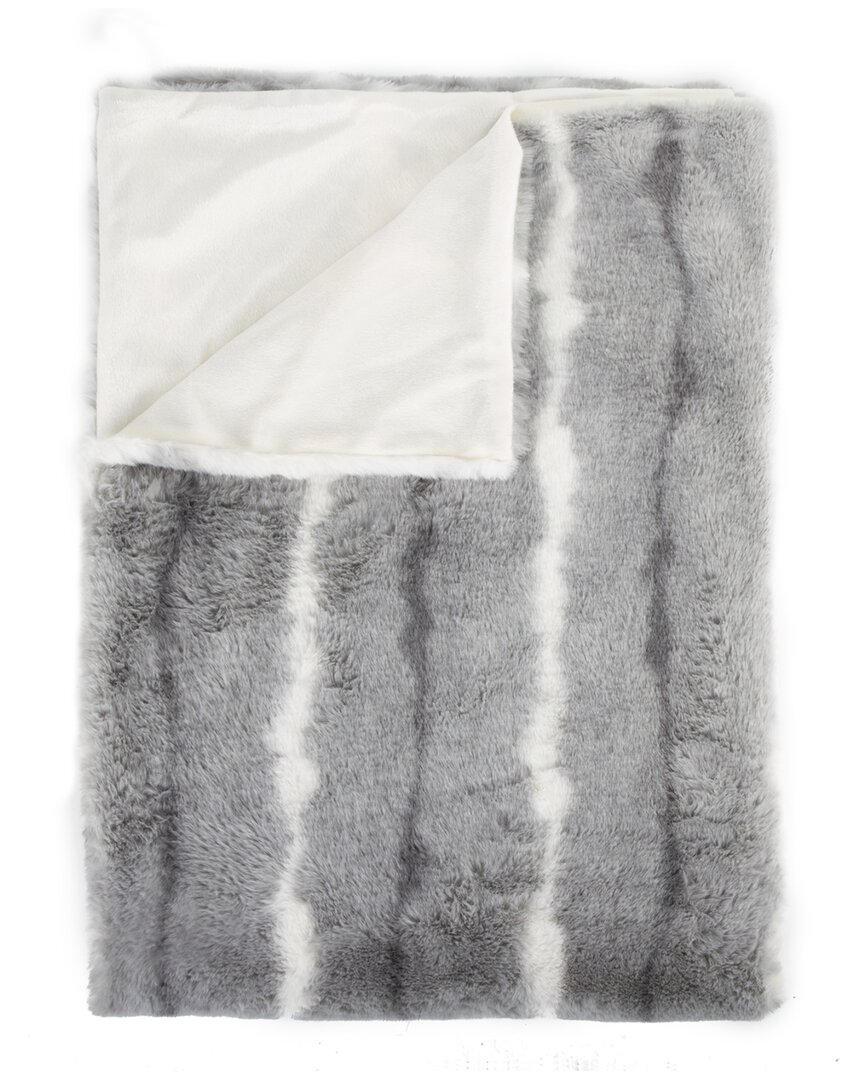 Luxe Faux Fur 50x60in Throw In Grey