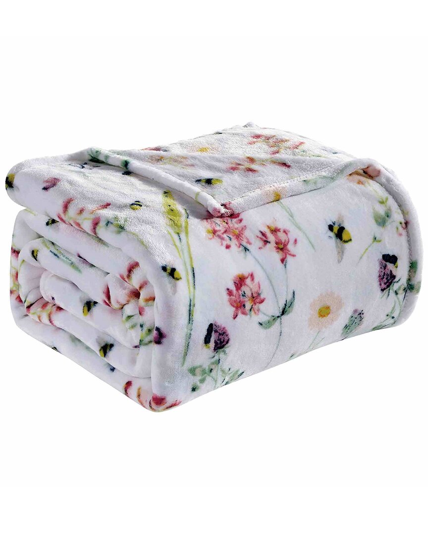 Luxury Home Printed Microfiber Bed Blanket In White