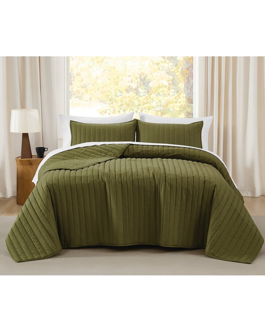 Brooklyn Loom Oversized Cotton Percale 3pc Quilt Set
