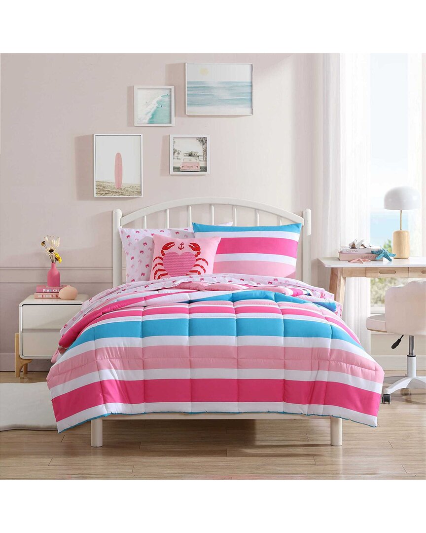 Nautica Cru Stripe Comforter Set In Pink