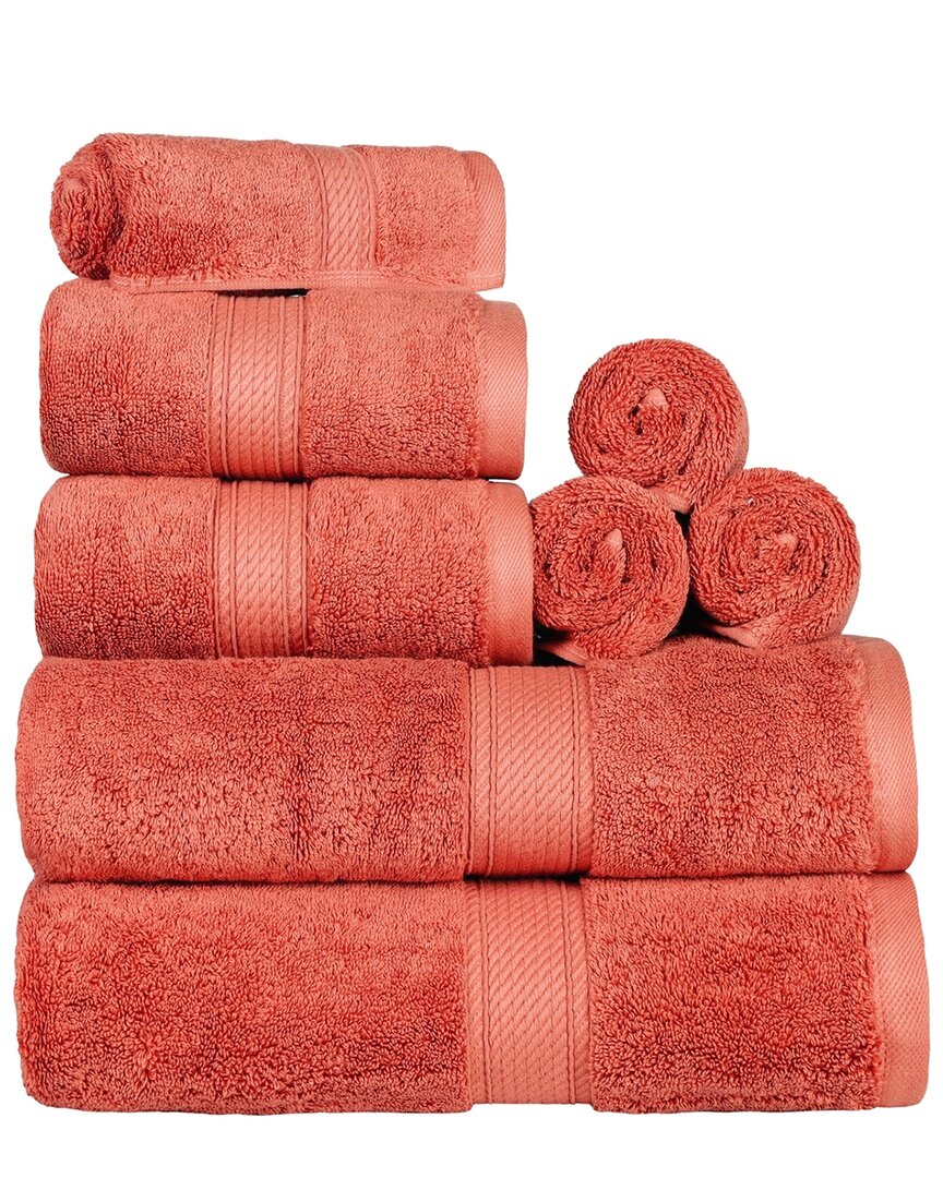 Superior Highly Absorbent 8pc Ultra Plush Solid Towel Set In Coral