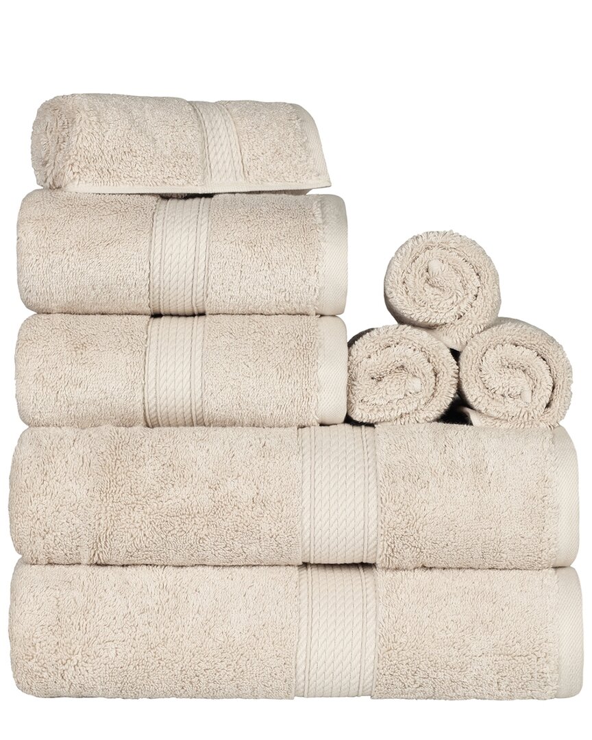 Superior Highly Absorbent 8pc Ultra Plush Solid Towel Set In Cream