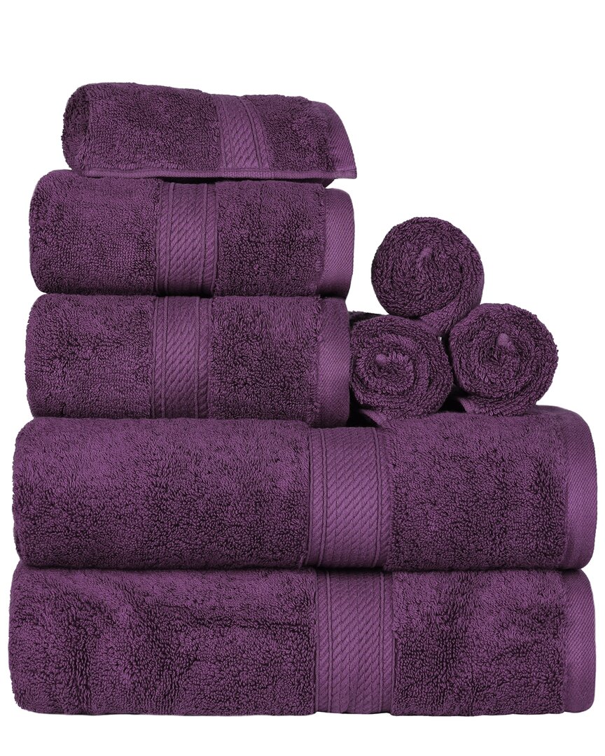 Superior Highly Absorbent 8pc Ultra Plush Solid Towel Set In Plum