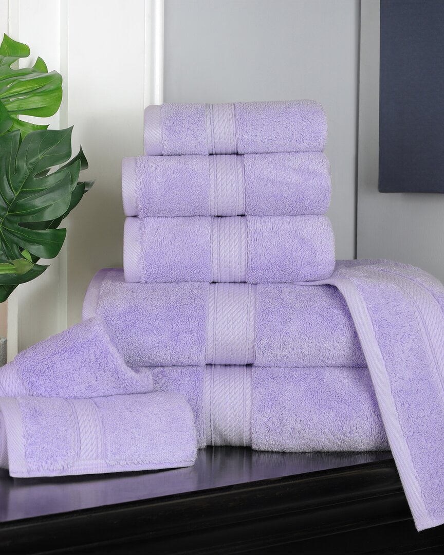 Superior Highly Absorbent 8pc Ultra Plush Solid Towel Set In Purple