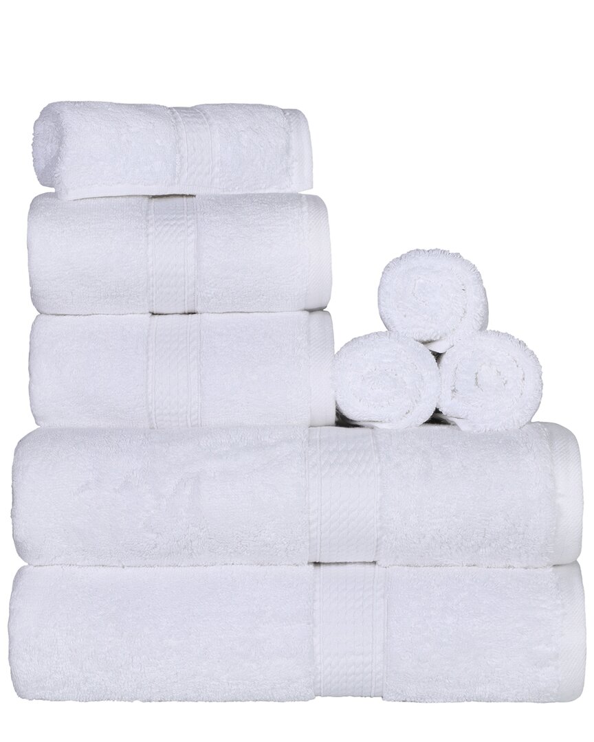 Superior Highly Absorbent 8pc Ultra Plush Solid Towel Set In White