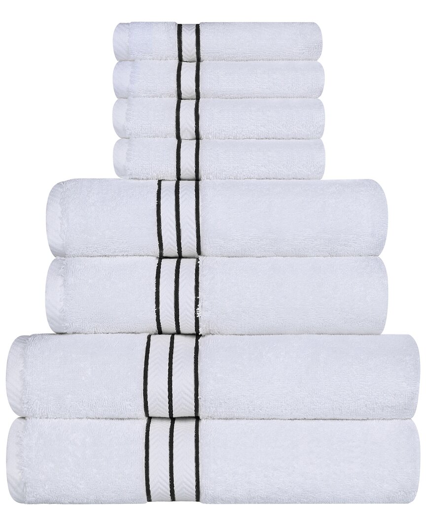 Superior Turkish Highly Absorbent Hotel Collection 8pc Towel Set In Black