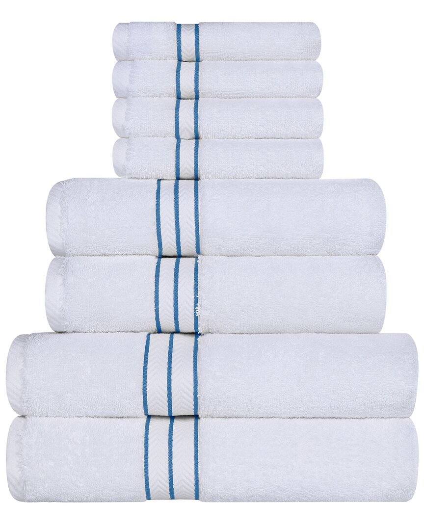 Superior Turkish Highly Absorbent Hotel Collection 8pc Towel Set In Blue